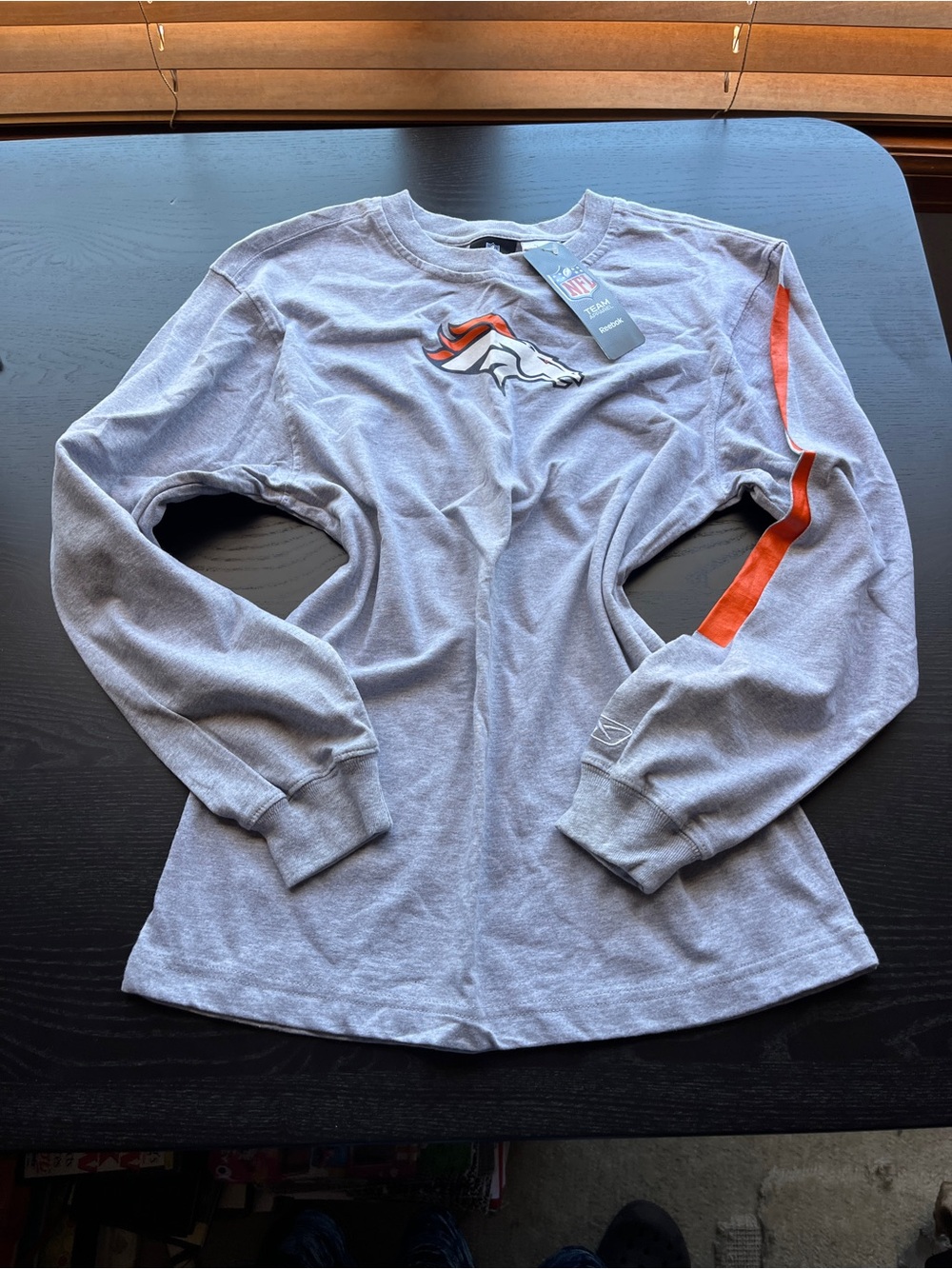 NFL Men’s Long-Sleeve Crew Tee - Gray with Orange Accent